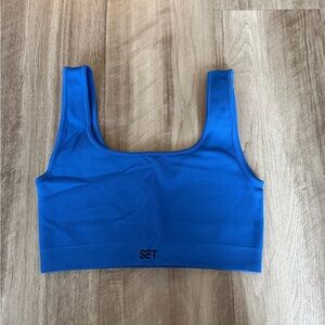 SET Active Blue Ribbed Sports Bra